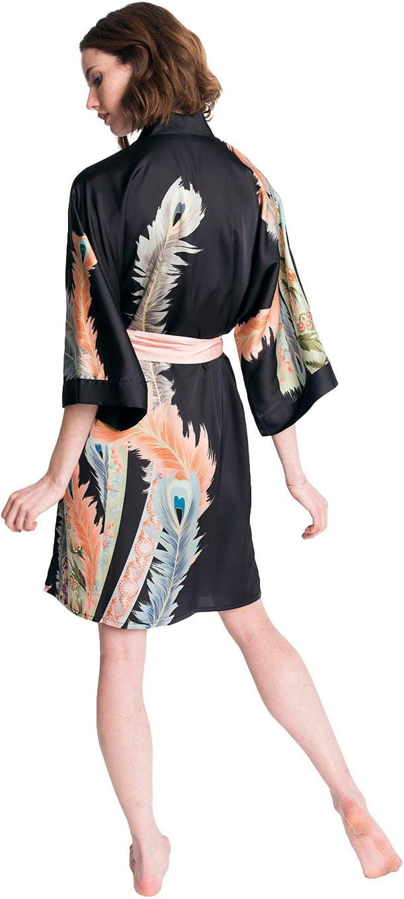 Luxury Kimono Robe for Women | Short Floral Robe | Original Design | Removable Waist Tie Closure | Soft Lightweight Fabric