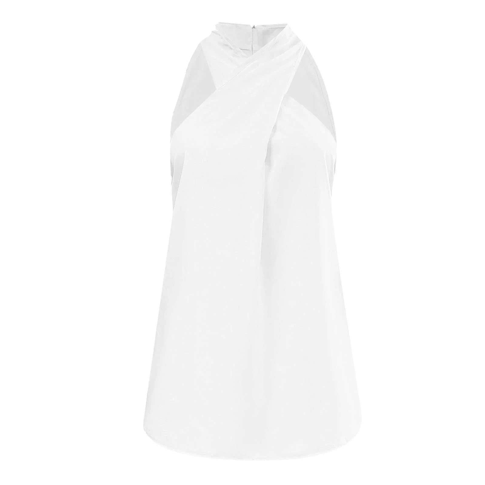 Short Sleeve Shirts for Women White Casual Sleeveless Solid T-Shirt Blouse Tops