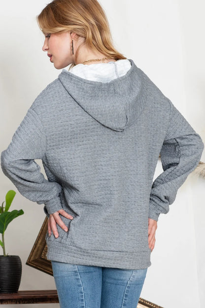 Womens Sweatshirts Hoodies Sweatshirt Long Sleeve Waffle Hoodies Pullover Casual Oversized Hooded Sweatshirts with Pocket Gray M