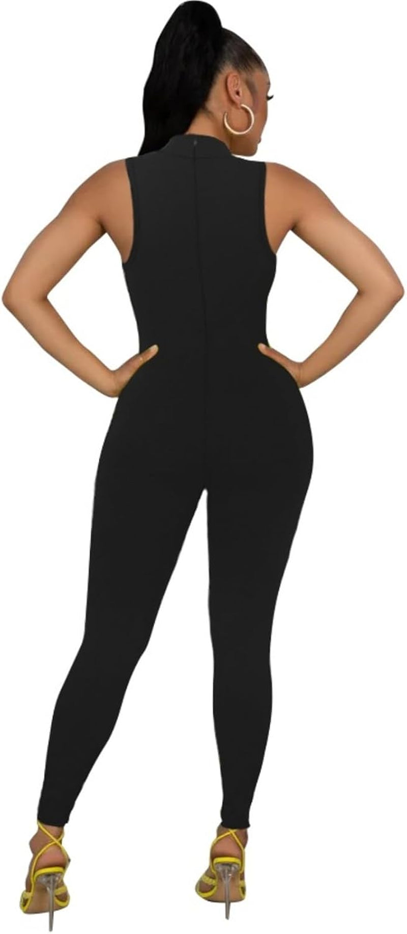 Womens Sexy Sleeveless One Piece Jumpsuits Cutout Bodycon High Waisted Club Outfits Catsuits