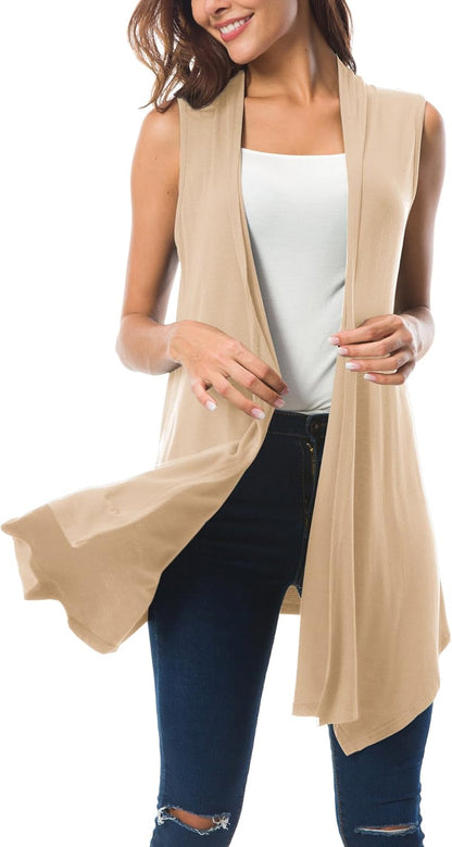 Women'S Sleeveless Cardigan Summer Open Front Vest Lightweight Cool Coat