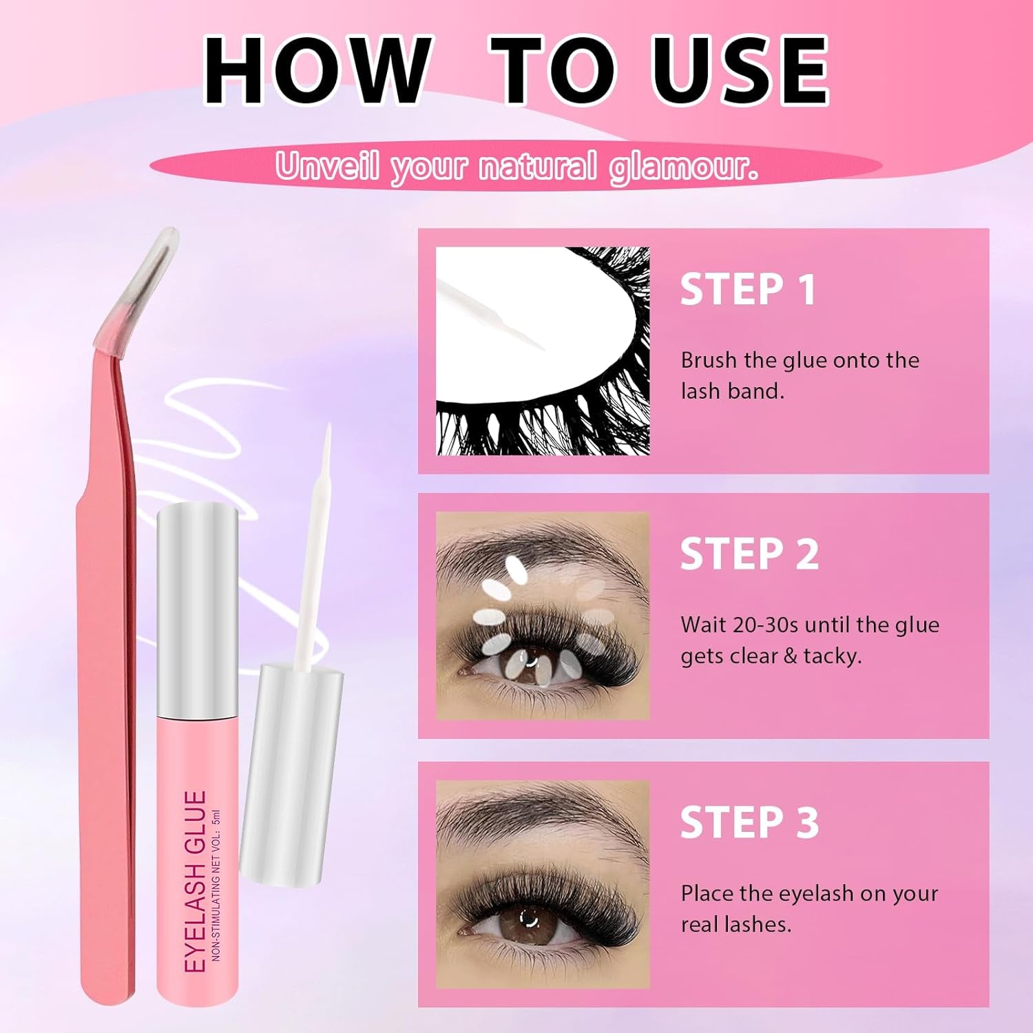 Lashes Kit with Glue and Tweezer Cat-Eye Lashes Flu-Ffy 18Mm Fox Eye Lashes, Curly Volume Eyelashes Faux Mink Lashes, That Look like Extensions Lashes Wispy Natural Look 7 Pairs Pack(Kits-Xk05)