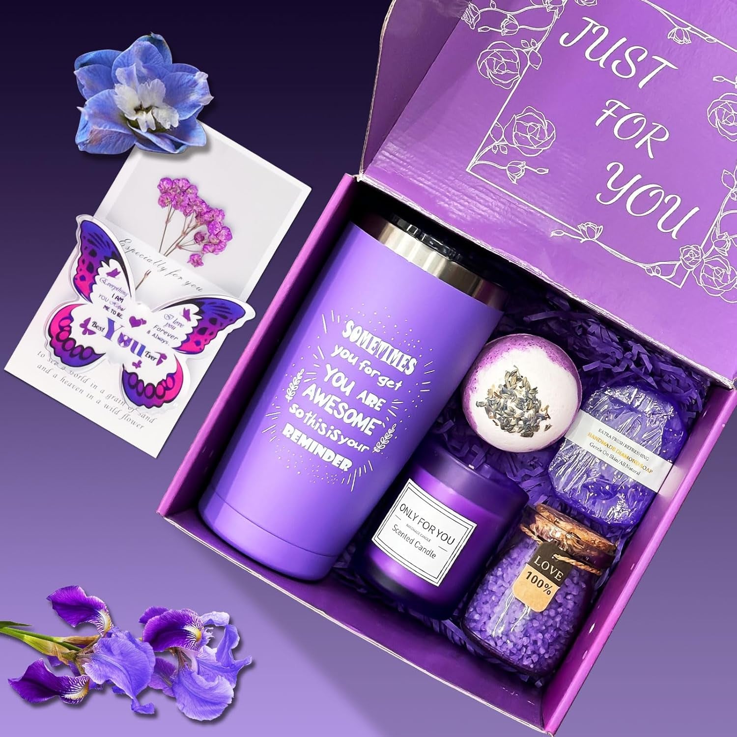 Birthday Gifts Spa Gift Baskets for Women, Birthday Gift for Her, Lavender Spa Kit, Lavender Bath Sets