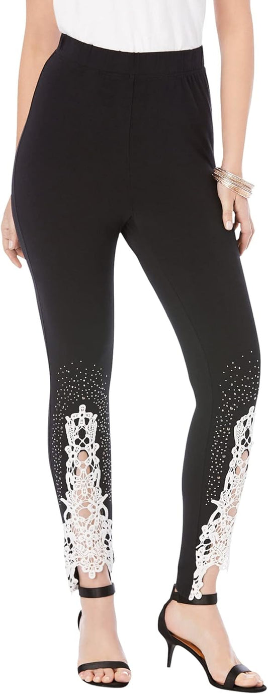 Women'S plus Size Lace-Applique Legging