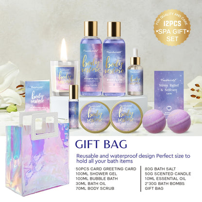 Spa Kit for Women, 12 Pcs Luxury Bath Skin Care Shower Bath Set, Spa Gift Sets with Reusable Bag, Bath Bomb, Christams Birthday Gifts for Teen Girls, Her, Mom