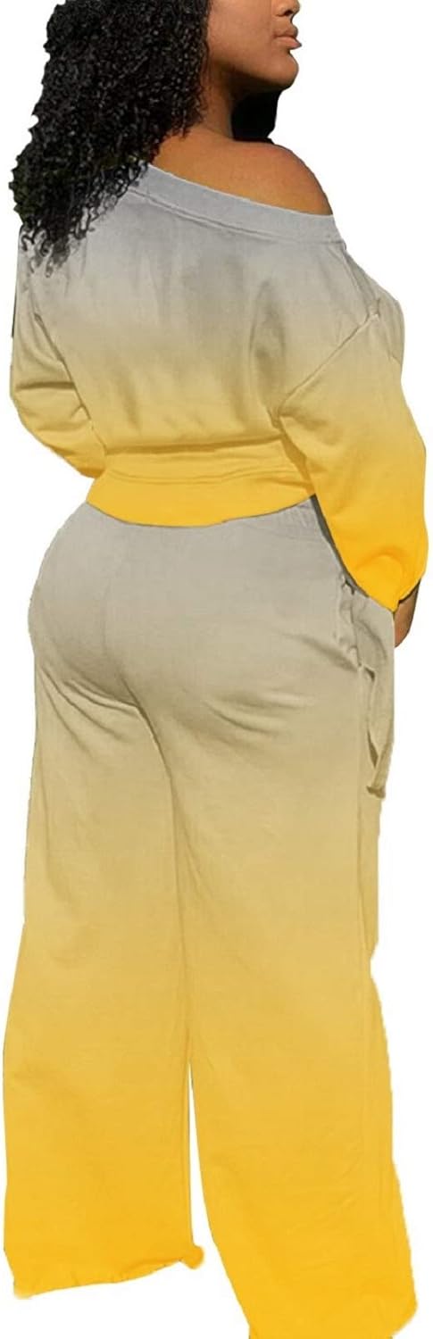 Casual 2 Piece Outfits for Women Sexy Long Sleeve Sweatsuit Jogging Long Pants Sets Tracksuit with Pockets