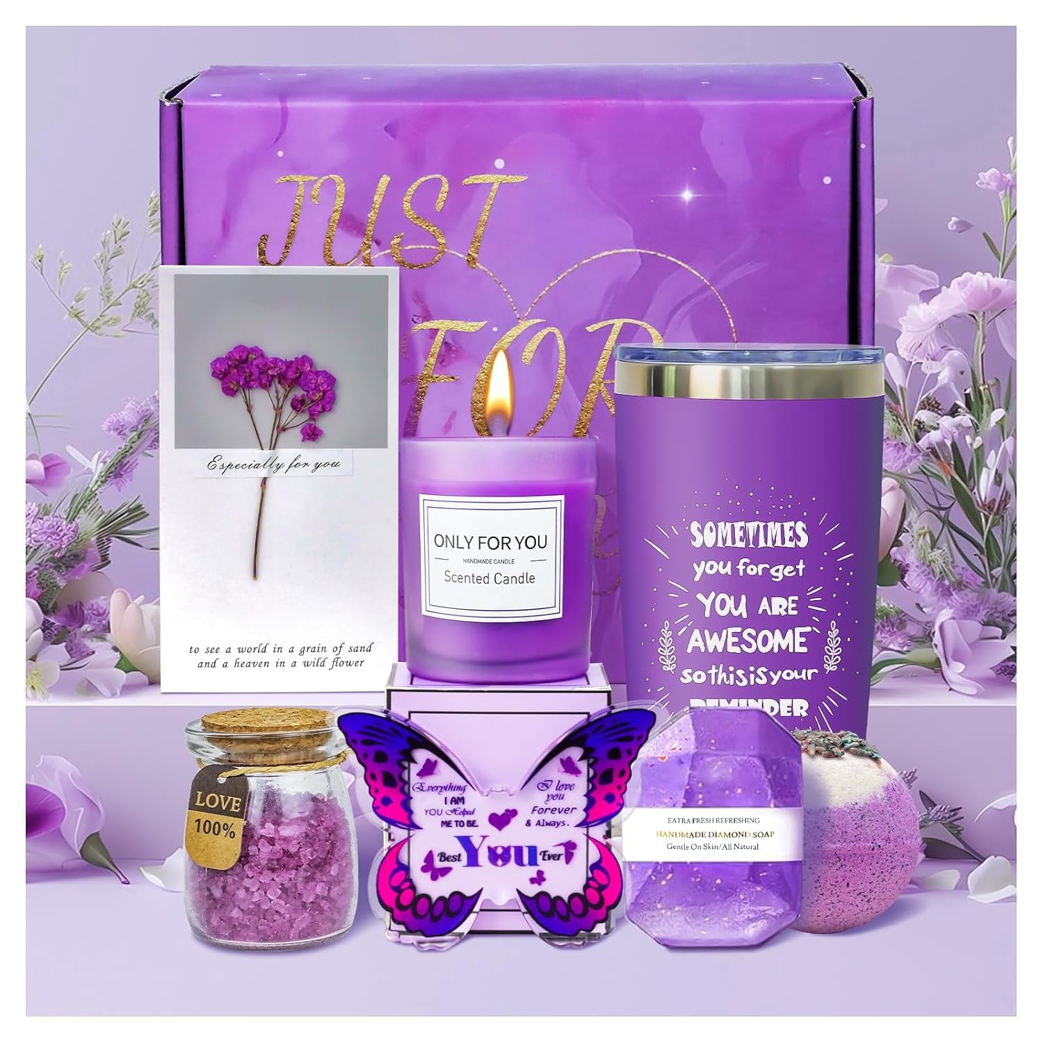 Birthday Gifts Spa Gift Baskets for Women, Birthday Gift for Her, Lavender Spa Kit, Lavender Bath Sets