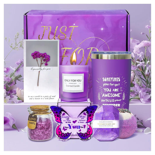 Birthday Gifts Spa Gift Baskets for Women, Birthday Gift for Her, Lavender Spa Kit, Lavender Bath Sets