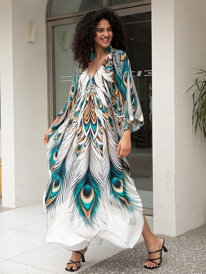 Women'S plus Size Kaftan Dress – plus Size Maxi Dress Moo Moos Beach Cover Up,