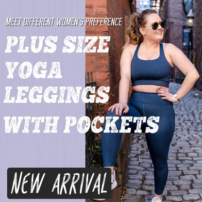 Women'S High Waist Yoga Pants with Pockets plus Size Leggings Tummy Control Workout Yoga Leggings