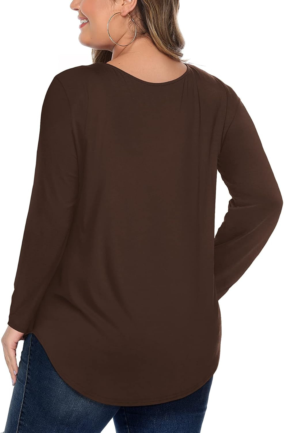 Womens' plus Size Tops with Long Sleeve Criss Cross Neck