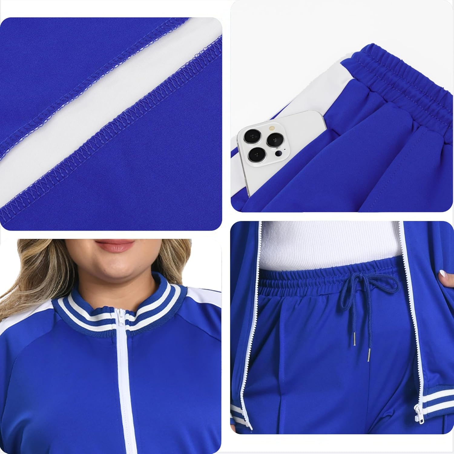 Women'S plus Size Jogging Suit 2 Piece Sweatsuit Long Sleeves Jacket & Pants Two Piece Track Set Outfit