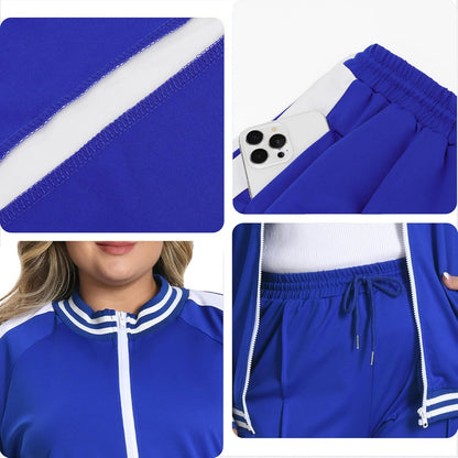 Women'S plus Size Jogging Suit 2 Piece Sweatsuit Long Sleeves Jacket & Pants Two Piece Track Set Outfit