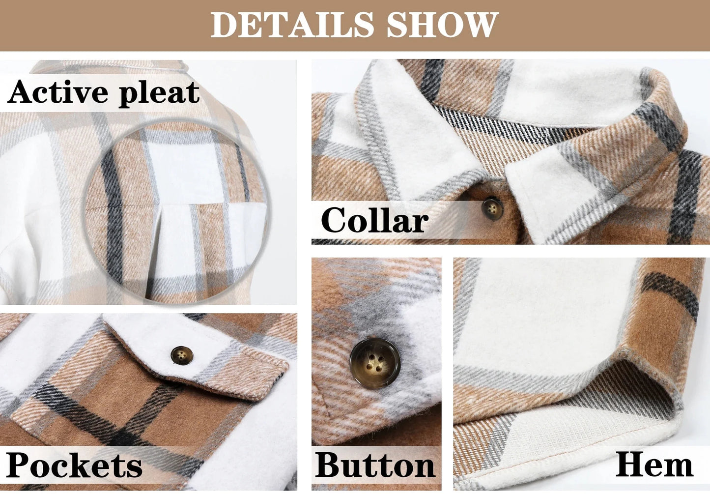 Flannel Shirts for Women Plaid Jackets Long Sleeve Shackets Womens Button down Coats Warm Blouses