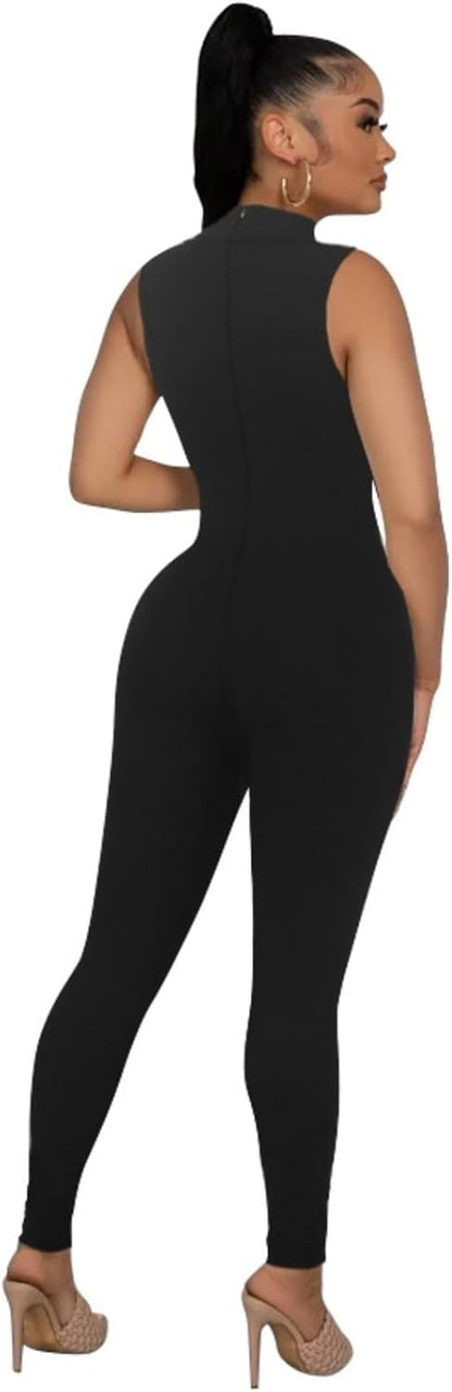 Womens Sexy Sleeveless One Piece Jumpsuits Cutout Bodycon High Waisted Club Outfits Catsuits