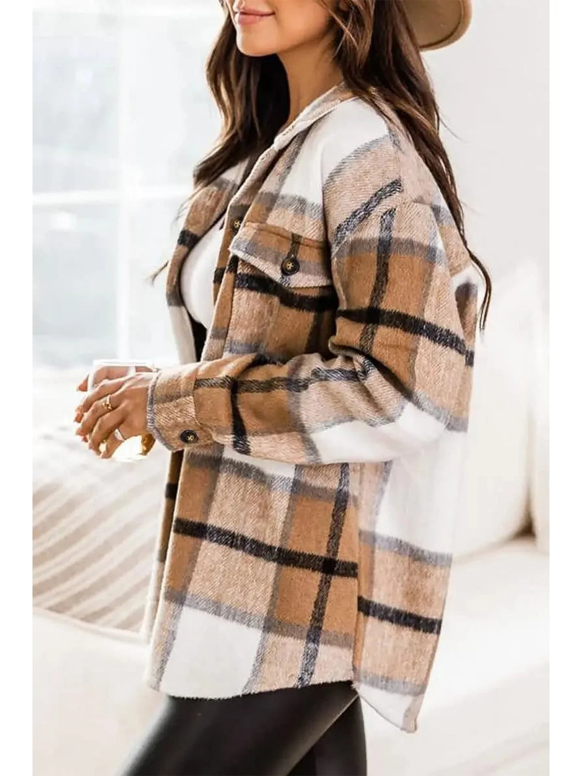 Flannel Shirts for Women Plaid Jackets Long Sleeve Shackets Womens Button down Coats Warm Blouses
