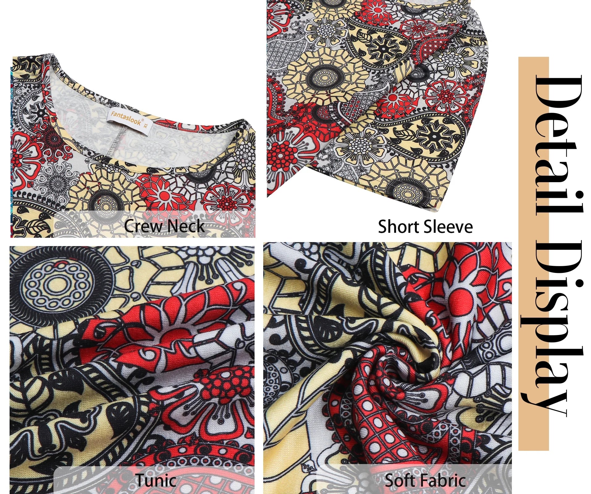 plus Size Womens Tunic Tops Short Sleeve Casual Floral Shirts Swing Flare Dressy Blouses