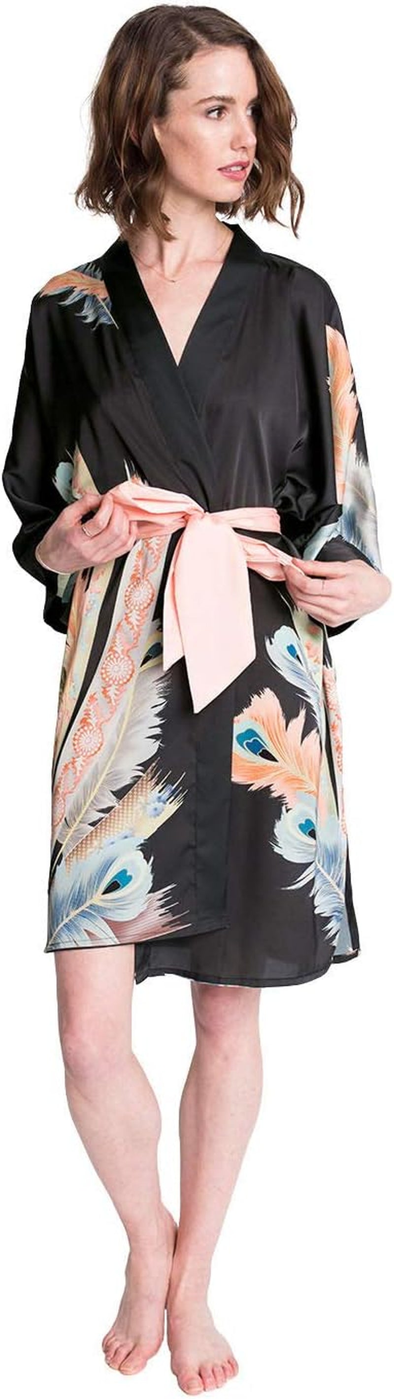 Luxury Kimono Robe for Women | Short Floral Robe | Original Design | Removable Waist Tie Closure | Soft Lightweight Fabric