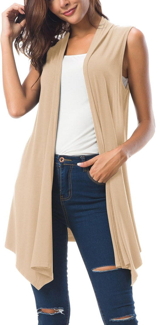 Women'S Sleeveless Cardigan Summer Open Front Vest Lightweight Cool Coat