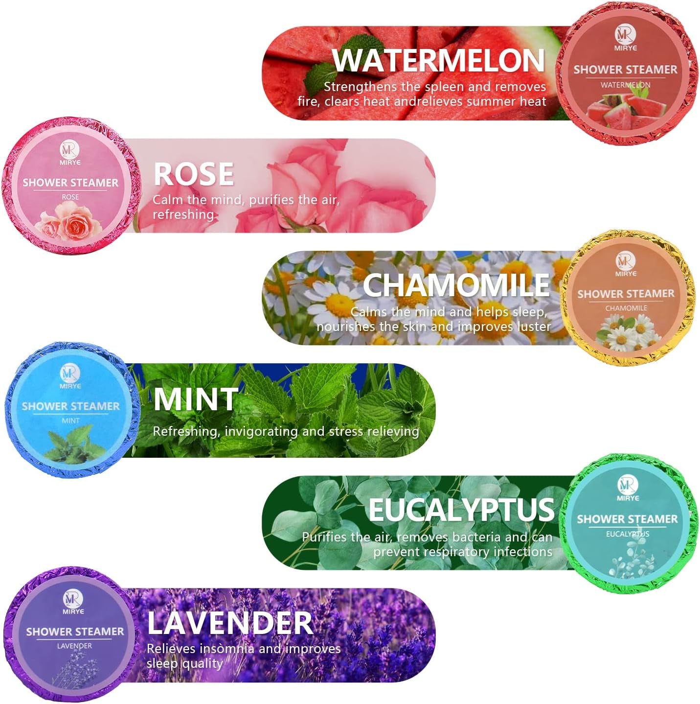 Shower Steamers Aromatherapy, Christmas Gifts for Women or Men, Organic Shower Bombs with Chamomile Rose Lavender Mint Watermelon Eucalyptus Essential Oil, 18-Pack Bath Bombs Birthday Gift