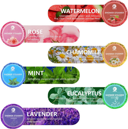 Shower Steamers Aromatherapy, Christmas Gifts for Women or Men, Organic Shower Bombs with Chamomile Rose Lavender Mint Watermelon Eucalyptus Essential Oil, 18-Pack Bath Bombs Birthday Gift