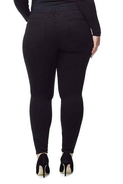 Womens plus Size Stretch Distressed Ripped Skinny Black Denim Jeans Pants (L0023XL)