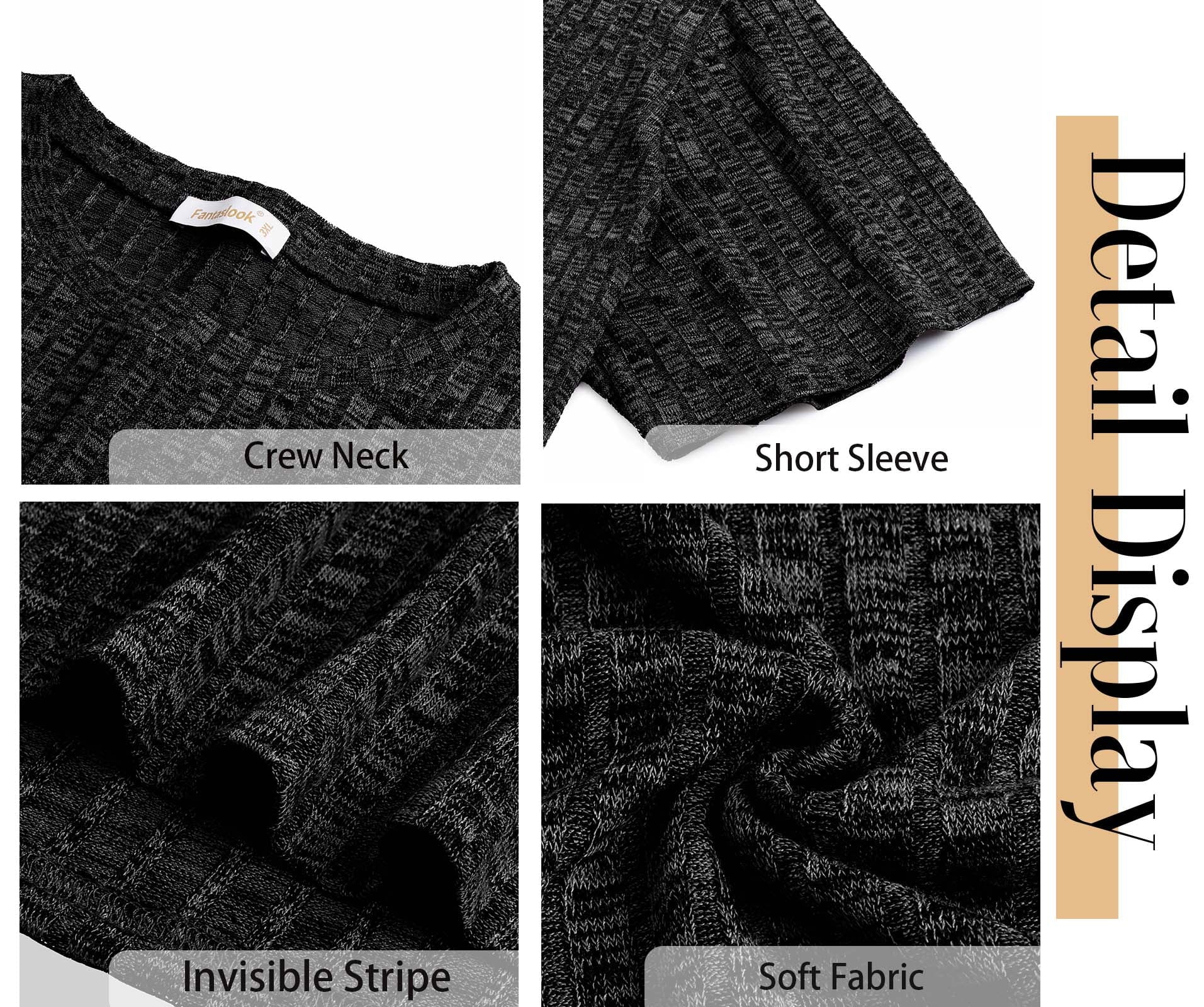 Womens plus Size Tops Crewneck Short Sleeve Shirts Casual Loose Tunic Tops Curved Hem Summer Blouses
