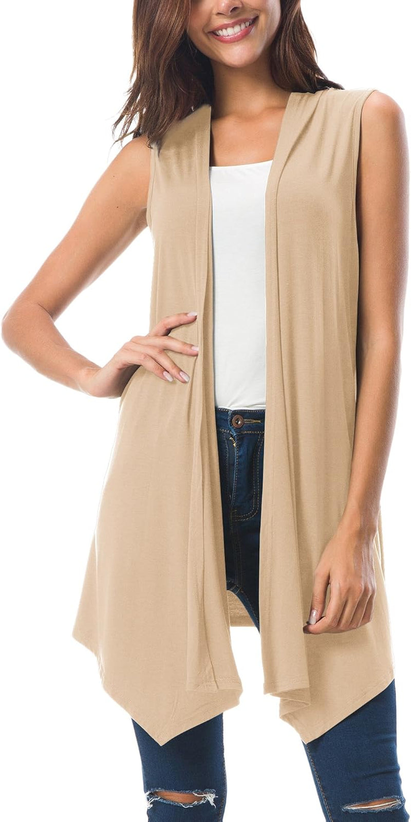 Women'S Sleeveless Cardigan Summer Open Front Vest Lightweight Cool Coat