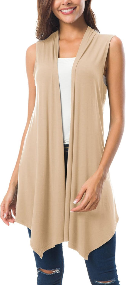 Women'S Sleeveless Cardigan Summer Open Front Vest Lightweight Cool Coat