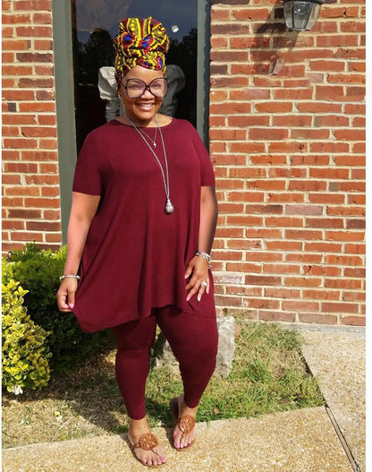 Women plus Size 2 Piece Outfits Short Sleeve Top and Legging Pant Set Lounge Sets Tracksuit