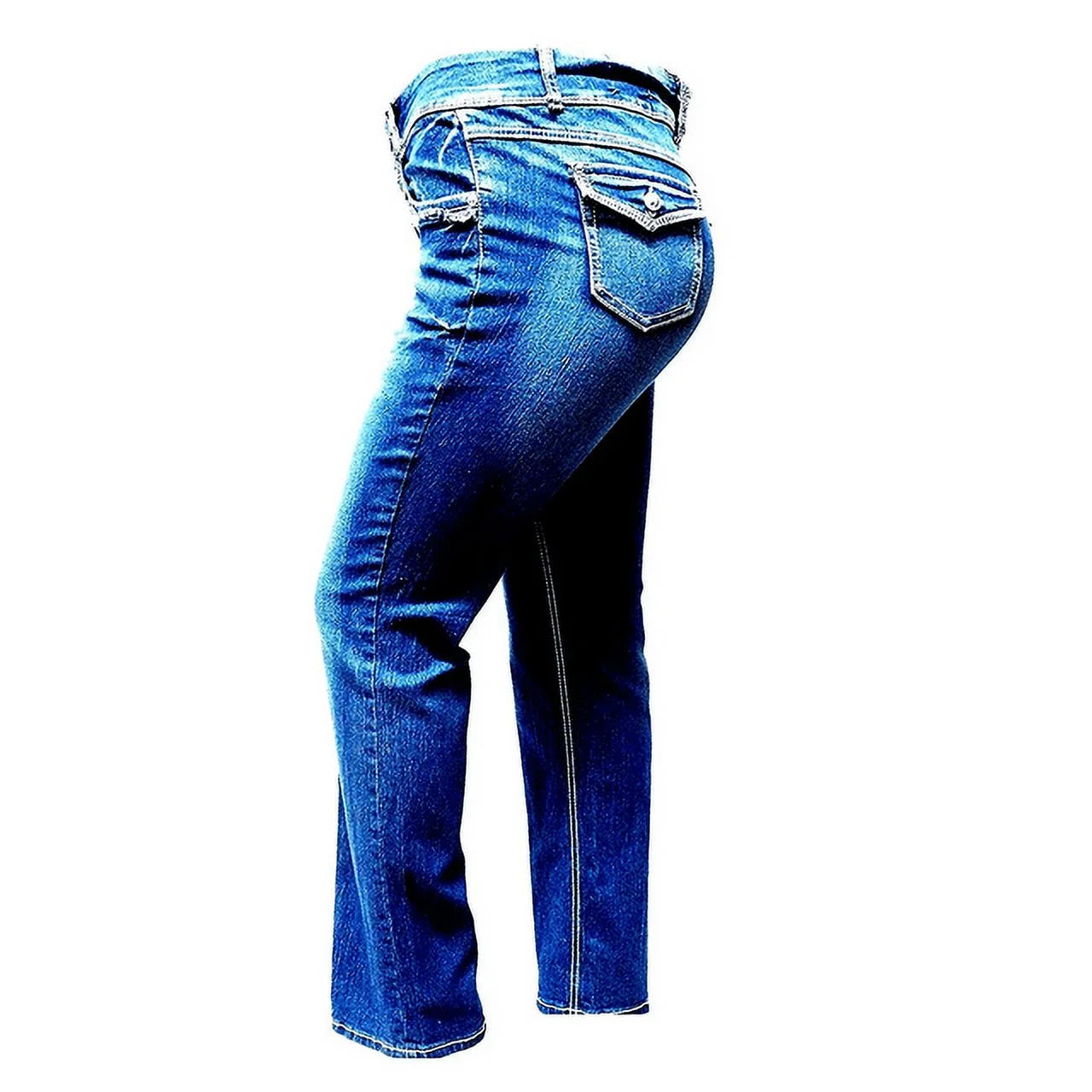 Womens plus Size Destroy Blue Denim Jeans Bootcut Pants (N596)