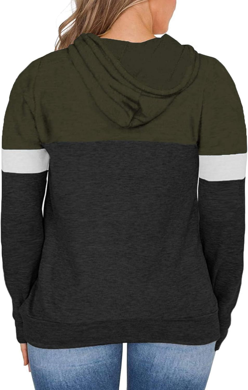 Women-Plus-Size-Hoodies-Sweatshirts Color Block Tops with Pockets XL-4XL