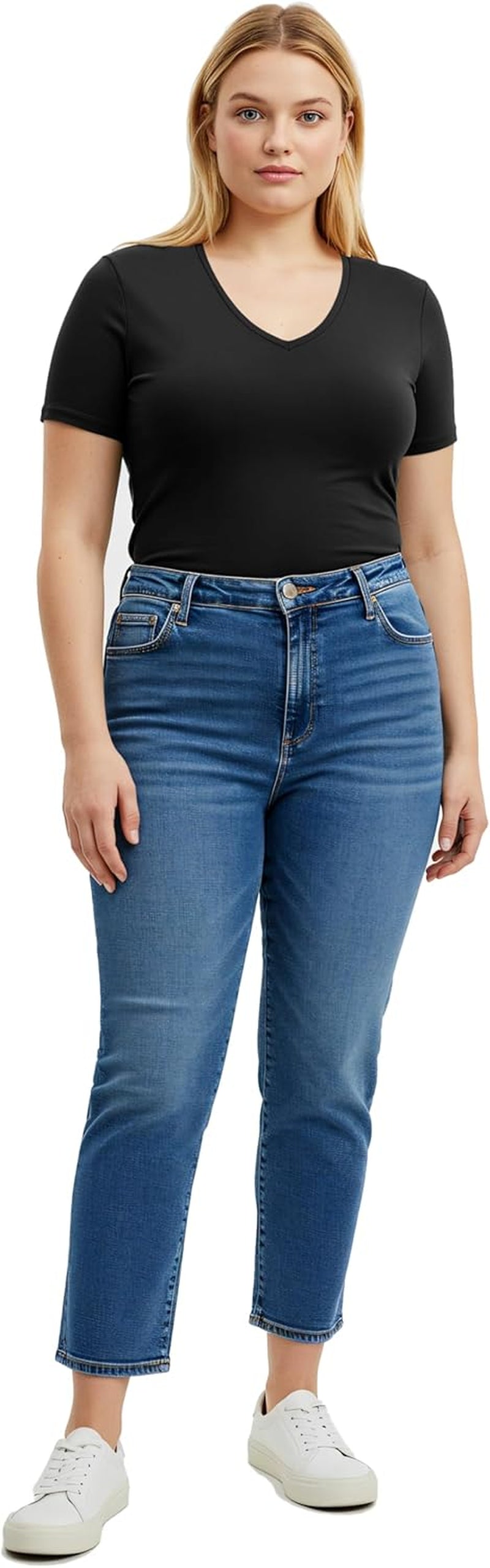 Women'S Short Sleeve T Shirt V Neck Tee Junior and plus Sizes