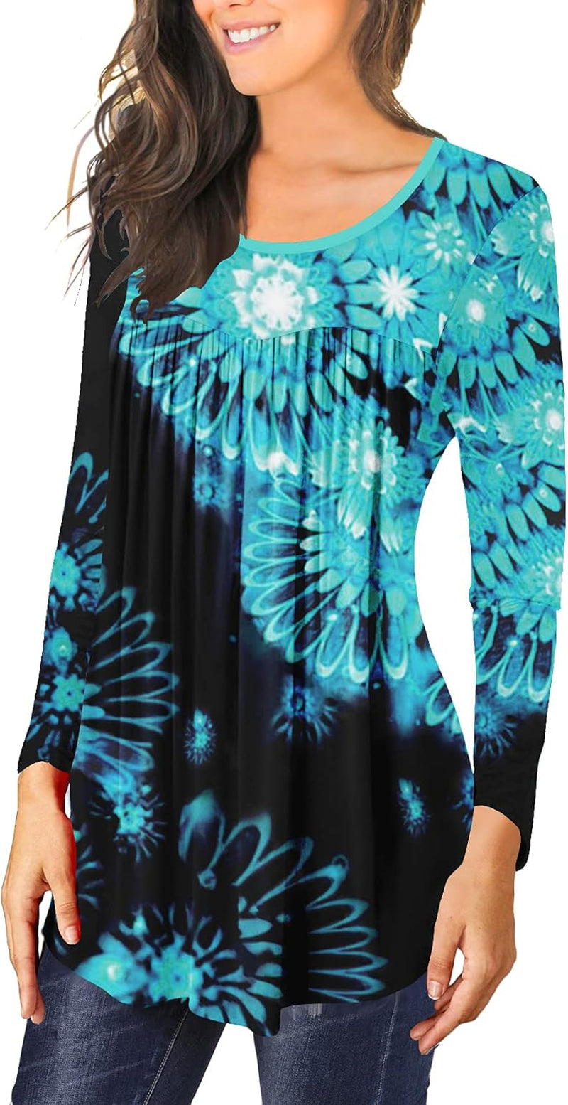 Long Sleeve Shirt Women Casual Tunics or Tops to Wear with Leggings Loose Fitting Fall Blouses