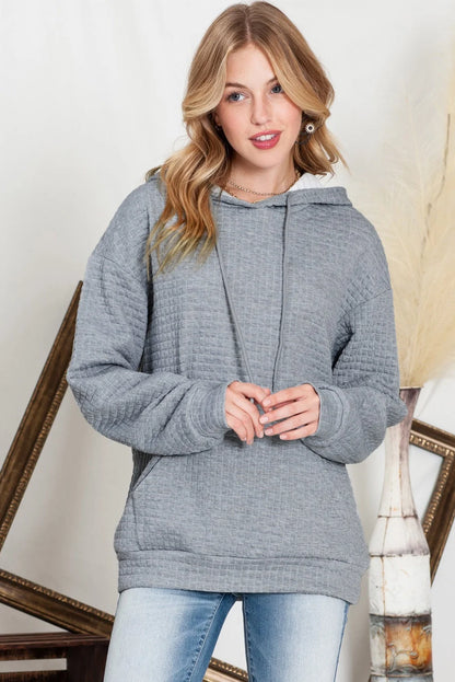 Womens Sweatshirts Hoodies Sweatshirt Long Sleeve Waffle Hoodies Pullover Casual Oversized Hooded Sweatshirts with Pocket Gray M
