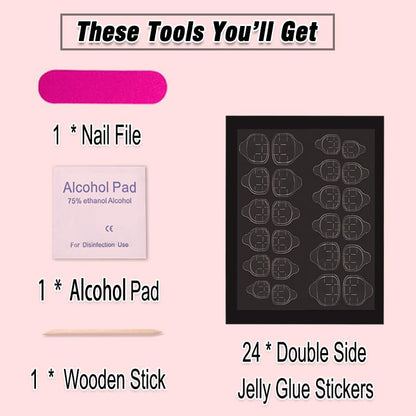 Green Press on Nails Short Medium Square Fake Nails with Fashion Glod Waves Design, Press Ons Artificial Acrylic Full Cover False Stick on Nail for Women Girls Daily Wear Wedding 24Pcs