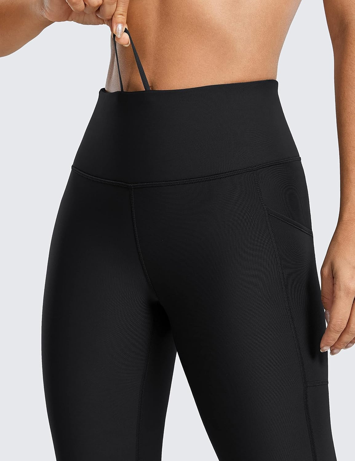 Womens Fleece Lined Leggings with Pockets 25'' - Winter Warm Thermal High Waisted Pants Casual Lounge Yoga Workout