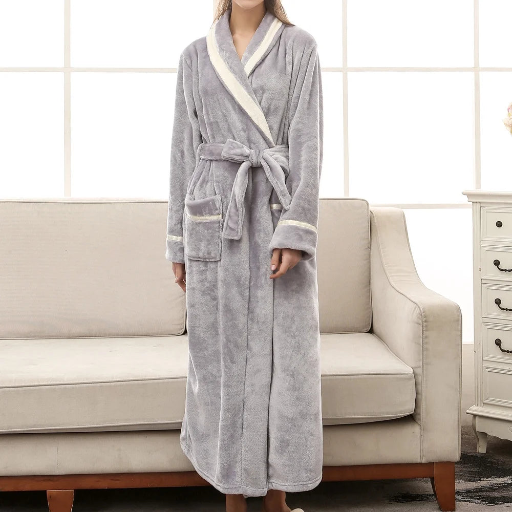 Women'S Cotton Robe plus Size Bathrobe Lightweight Spa Soft Sleepwear Full Length Loungewear House Robes with Pockets
